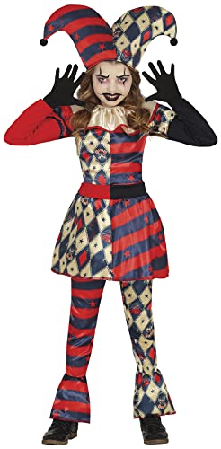 FIESTAS GUIRCA Edler Harlekin Kostüm – Böse Närrin Clown Kostüm mit Harlekin Hut – Halloween Kinder Kostüm für Mädchen von 10-12 Jahren von FIESTAS GUIRCA