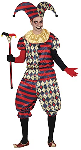 FIESTAS GUIRCA Edler Narr Kostüm – Böser Clown Kostüm mit Harlekin Hut – Kostüm Halloween Herren Größe 46-48 S von FIESTAS GUIRCA