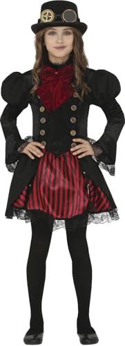 FIESTAS GUIRCA Elegantes Gothic Steampunk Mädchen - Fantasy Vintage Kleid in Rot Schwarz - Deluxe Kostüm Alter 7-9 Jahre für Halloween, Steampunk und Cosplay, Karneval/Fasching, Themen Partys von FIESTAS GUIRCA