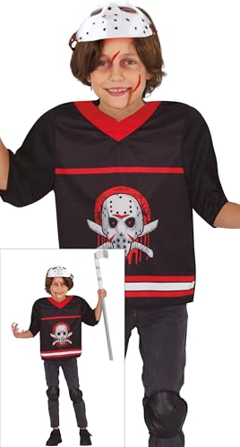 FIESTAS GUIRCA Finsterer Hockey Killer Halloween Kostüm Kinder – Horror Film Mörder Kostüm inkl. Maske – Halloween-Kostüm Junge 5-6 Jahre von FIESTAS GUIRCA