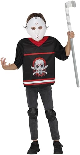 FIESTAS GUIRCA Finsterer Hockey Killer Halloween Kostüm Kinder – Horror Film Mörder Kostüm inkl. Maske – Halloween-Kostüm Junge 5-6 Jahre von FIESTAS GUIRCA