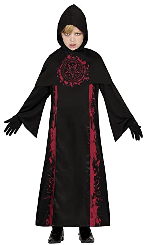 FIESTAS GUIRCA Finsterer Magier Kostüm – Schwarze Robe mit Kapuze Satanische Sekte Priester – Halloween Kinder Kostüm für Jungen von 10-12 Jahren von FIESTAS GUIRCA