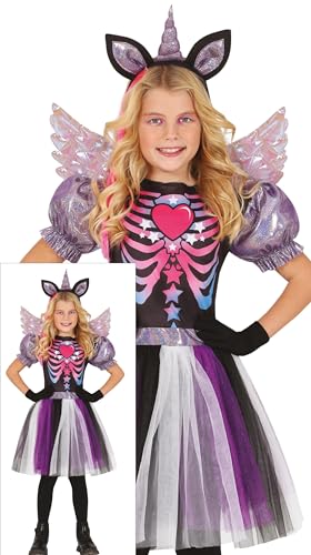 FIESTAS GUIRCA Finsteres Einhorn Halloween Kostüm Kinder – Lila Einhorn Haarreif, Glitzerkleid mit Tutu & Flügel – Kostüm Kinder Halloween Mädchen 10-12 Jahre von FIESTAS GUIRCA