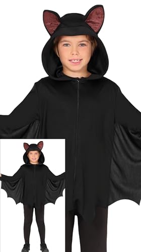 FIESTAS GUIRCA Fledermaus Poncho Halloween Kostüm Kinder – Schwarzer Poncho mit Kapuze mit Fledermausohren und Fledermausflügeln – Kostüm Kinder Halloween Mädchen 7-9 Jahre von FIESTAS GUIRCA