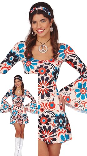 FIESTAS GUIRCA Flower Hippie Karnevalskostüm Damen – 70er Jahre Kurzes Hippie Kleid Outfit mit Blumenmuster & Hippie Haarband – 60er Jahre Disco Faschingskostüm Erwachsene Damen Größe S FIESTAS GUIRCA Flower Hippie Karnevalskostüm Damen – 70er Jahre Kurzes Hippie Kleid Outfit mit Blumenmuster & Hippie Haarband – 60er Jahre Disco Faschingskostüm Erwachsene Damen Größe S von FIESTAS GUIRCA