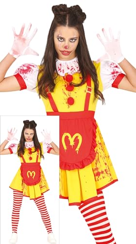 FIESTAS GUIRCA Fräulein McKiller Halloween Kostüm Teenager Mädchen – Killer Clown mit Rot Gelbem Kleid – Mädchen Halloween Kostüm Teens 14-16 Jahre von FIESTAS GUIRCA