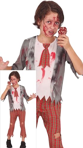 FIESTAS GUIRCA Frecher Zombie Schuljunge Halloween Kostüm Kinder – Rote High School Uniform – Halloween-Kostüm Junge 10-12 Jahre von FIESTAS GUIRCA