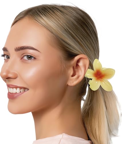 FIESTAS GUIRCA | Gelbe Haarblume Clip (8 cm) - Kostümzubehör für Sommerpartys - Ideal für Hawaiianische und Tropische Feiern - Für Mädchen und Frauen - Gelb von FIESTAS GUIRCA