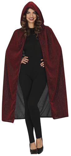 FIESTAS GUIRCA | Glänzender roter Umhang mit Kapuze (120 cm) - Kostümzubehör für Halloween und Teufels- und Dämonenpartys - Ideal für Erwachsene Unisex - Rot von FIESTAS GUIRCA