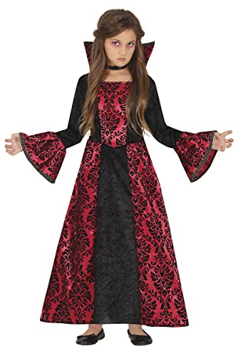 FIESTAS GUIRCA Glamouröse Vampirin Kostüm – Vampir Gräfin Rot Schwarzes Kleid – Halloween Kinder Kostüm für Mädchen von 7-9 Jahren von FIESTAS GUIRCA