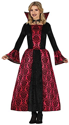 FIESTAS GUIRCA Glamouröse Vampirin Kostüm – Vampir Gräfin Rot Schwarzes Kleid Halloween Kostüm Erwachsene Damen Größe 36-38 M von FIESTAS GUIRCA