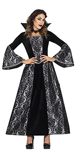 FIESTAS GUIRCA Glamouröse Vampirin Kostüm – Vampir Gräfin Silbern Schwarzes Kleid Halloween Kostüm Erwachsene Damen Größe 34-36 S von FIESTAS GUIRCA