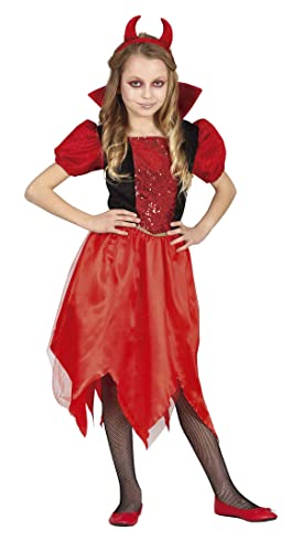 FIESTAS GUIRCA Glitzer Teufelskostüm - Rotes Kleid mit Teufel Haarreif Halloween Kostüm für Mädchen von 10–12 Jahren von FIESTAS GUIRCA