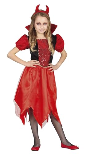 FIESTAS GUIRCA Glitzer Teufelskostüm - Rotes Kleid mit Teufel Haarreif Halloween Kostüm für Mädchen von 7–9 Jahren von FIESTAS GUIRCA