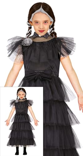 FIESTAS GUIRCA Gothic Familien Mädchen Ball Königin Kostüm – Elegantes schwarzes Kleid – Halloween Kinder Kostüm für Mädchen von 10-12 Jahren von FIESTAS GUIRCA