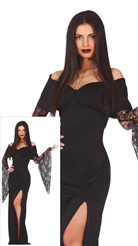 FIESTAS GUIRCA Gothic Lady Halloween Kostüm Teenager Mädchen – Elegantes langes schwarzes Kleid mit Beinschlitz und Ärmeln aus Spitze – Gotische Familie Mädchen Halloween Kostüm Teens 14-16 Jahre von FIESTAS GUIRCA