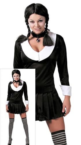 FIESTAS GUIRCA Gotisches Schulmädchen Halloween Kostüm Damen – Schwarzes Gothic Kleid mit weißem Kragen – Familien Mädchen Halloween Kostüm Damen L 40-42 von FIESTAS GUIRCA