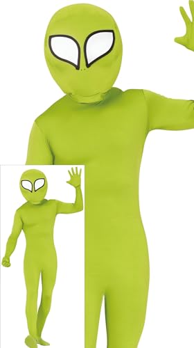 FIESTAS GUIRCA Grüner Alien Halloween Kostüm Herren – Außerirdisches Kostüm inklusive Alien Kopf, Overall und Handschuhen – Kostüm Herren Halloween S 46-48 von FIESTAS GUIRCA