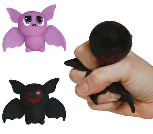 FIESTAS GUIRCA | Gummi Fledermäuse (9 cm) - Stressball für Halloween - Ideal für Süßes oder Saures und Themenfeiern - Sortierte Spielzeuge - Schwarz und Lila von FIESTAS GUIRCA