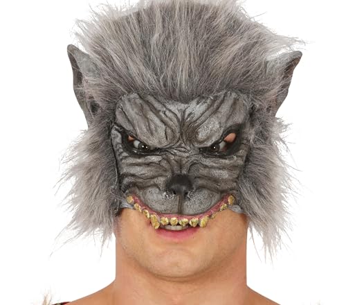 FIESTAS GUIRCA | Halbmaske von Werwolf aus Vinyl (Einheitsgröße) - Kostümzubehör für Halloween und Gruselfeste - Unisex für Erwachsene - Grau von FIESTAS GUIRCA