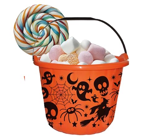 FIESTAS GUIRCA | Halloween Eimer (18x16 cm) - Kübel für Süßigkeiten und Halloween-Dekoration - Ideal für Kinder und Erwachsene - Orange von FIESTAS GUIRCA