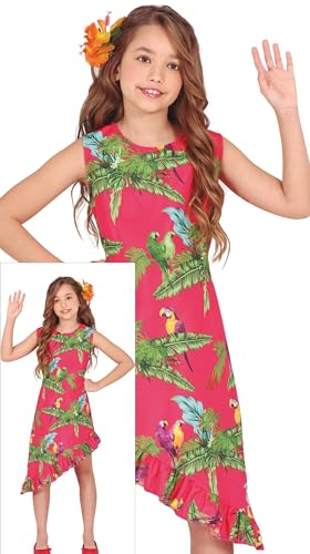 FIESTAS GUIRCA Hawaiianisches Mädchen Sommer Outfit – Aloha Sommerkleid Mallorca Strand Outfit – Rosa Tropisches Karneval Kostüm Mädchen – Fasching Karneval Kostüm Kinder Mädchen 10-12 Jahre von FIESTAS GUIRCA