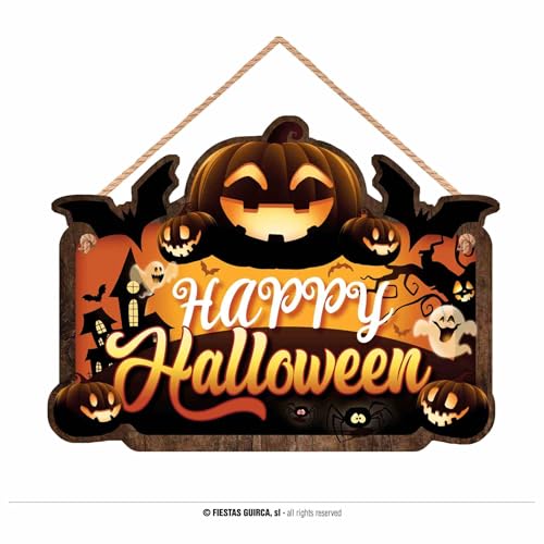 FIESTAS GUIRCA | Holzschild Kürbis (35x20 cm) - Wand-, Tür- und Fensterdekoration für Halloween und Skelettpartys - Ideal für Feiern und Events - Orange von FIESTAS GUIRCA