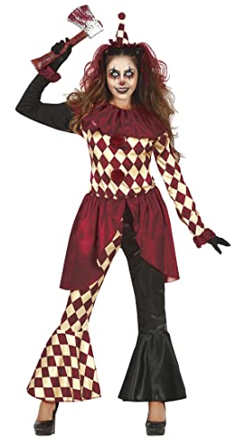 FIESTAS GUIRCA Horror Clown - Harlekin Outfit Oberteil mit Schlaghose Kostüm Erwachsene Damen Größe L 40-42 von FIESTAS GUIRCA