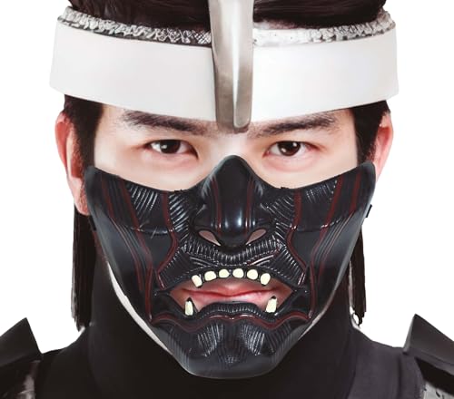 FIESTAS GUIRCA | Japanische Halbmaske (Einheitsgröße) - Ninja Kostümzubehör für Halloween und Anime Themenpartys - Schwarz von FIESTAS GUIRCA