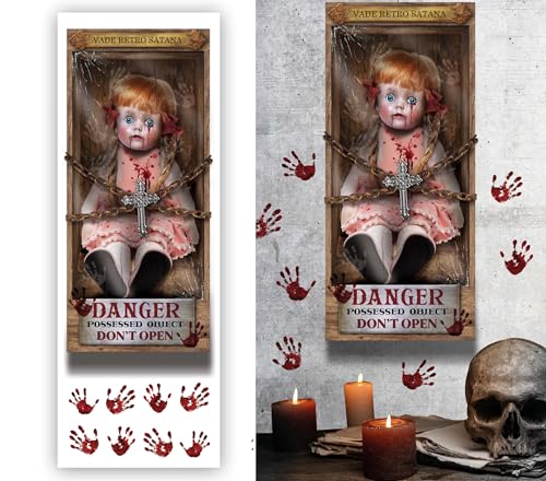 FIESTAS GUIRCA | Killer Puppe Aufkleber (25x70 cm) - Wand-, Tür- und Fensterdekoration für Halloween und Gruselfeste - Ideal für Feiern und Events - Mehrfarbig von FIESTAS GUIRCA