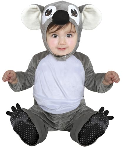 FIESTAS GUIRCA | Koala Baby Kostüm (12-18 Monate) - Enthält Kapuze, Overall und Füße - Tierkostüme für Partys, Karneval und Halloween - Ideal für Jungen und Mädchen - Grau und Weiß von FIESTAS GUIRCA