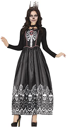 FIESTAS GUIRCA Königin der Toten Kostüm – Langes Schwarzes Skelett Kleid Tag der Toten Halloween Kostüm Erwachsene Damen Größe 36-38 M von FIESTAS GUIRCA