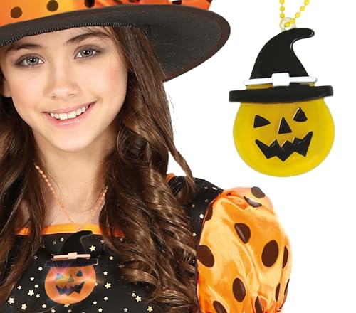 FIESTAS GUIRCA | Kürbis Halskette mit LEDs (5 cm) - Schmuckzubehör für Halloween und Kostümpartys - Ideal für Halloween und Feiern - Für Kinder und Erwachsene - Orange und Schwarz von FIESTAS GUIRCA