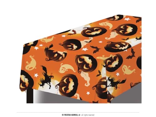 FIESTAS GUIRCA | Kürbis Tischdecke Orange und Schwarz (137x274 cm) - Tischdekoration für gruselige Halloween Partys - Ideal für schaurige Feiern - Orange und Schwarz von FIESTAS GUIRCA