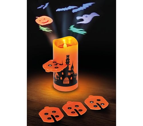 FIESTAS GUIRCA | LED Kerzenprojektor (16 cm) - Beleuchtung und Effekte für Halloween und Partys - Ideal für gruselige Atmosphären und Feiern - Orange und Schwarz von FIESTAS GUIRCA