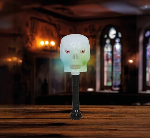 FIESTAS GUIRCA | LED Totenkopf Zauberstab (22 cm) - Halloween Dekoration und Skelettpartys - Ideal für Süßes oder Saures und Themenfeiern - Leuchtendes Spielzeug für Kostüme - Schwarz und Weiß von FIESTAS GUIRCA