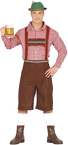 FIESTAS GUIRCA Lederhosen-Look Oktoberfest Kostüm Herren – Oktoberfest Tracht Herren – Oktoberfest Herren Outfit aus Stoff für Karneval Fasching Größe XL 54-56 von FIESTAS GUIRCA