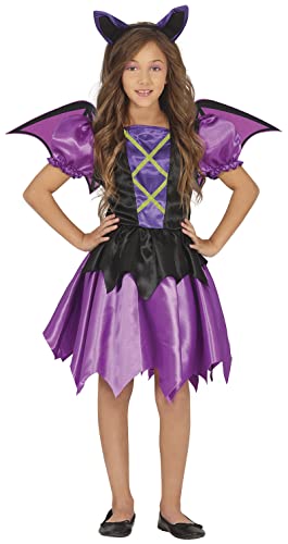 FIESTAS GUIRCA Lila Fledermaus Mädchen Kostüm – Beinhaltet Fledermaus Haarreif, Kleid und Flügel – Halloween Kinder Kostüm für Mädchen von 10-12 Jahren von FIESTAS GUIRCA