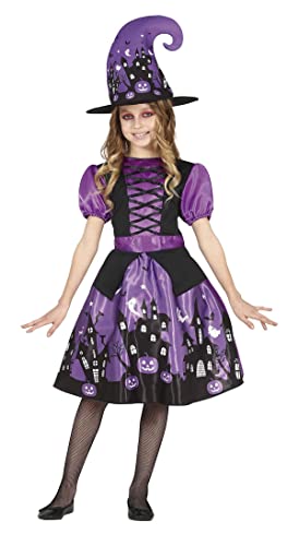 FIESTAS GUIRCA Lila Hexenkostüm - Kleid mit hübschem Halloween Druckmuster und Hexenhut für Mädchen 3-4 Jahre von FIESTAS GUIRCA