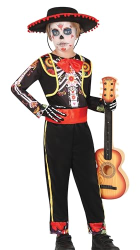 FIESTAS GUIRCA Mariachi Skelett Halloween Kostüm Kinder – Mexikanisches Tag der Toten Kostüm – Día De Los Muertos Halloween-Kostüm Junge 3-4 Jahre von FIESTAS GUIRCA