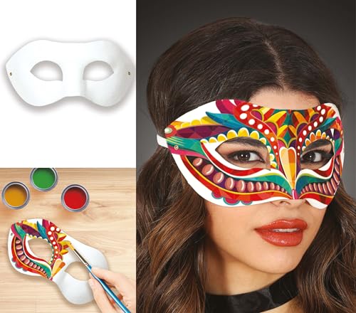 FIESTAS GUIRCA | Maske zum Bemalen (Einheitsgröße) - Weiße Maske für den Karneval von Venedig und Kostümpartys - Unisex Zubehör für Erwachsene - Ideal zum Personalisieren und Gestalten - Weiß von FIESTAS GUIRCA