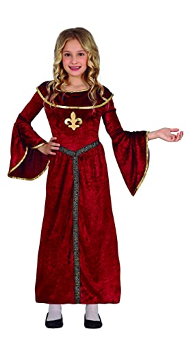 FIESTAS GUIRCA Mittelalterliches Prinzessin Kostüm Mädchen – Rotes Kleid mit goldenen Verzierungen für Mädchen von 10-12 Jahren von FIESTAS GUIRCA