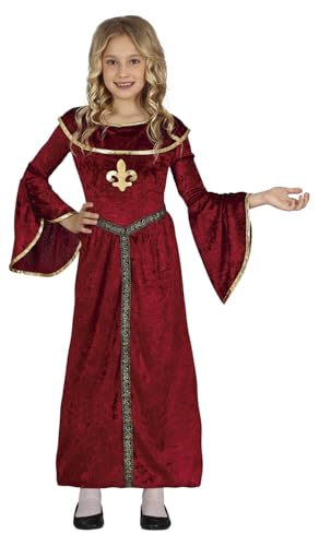 FIESTAS GUIRCA Mittelalterliches Prinzessin Kostüm Mädchen – Rotes Kleid mit goldenen Verzierungen für Mädchen von 3-4 Jahren von FIESTAS GUIRCA