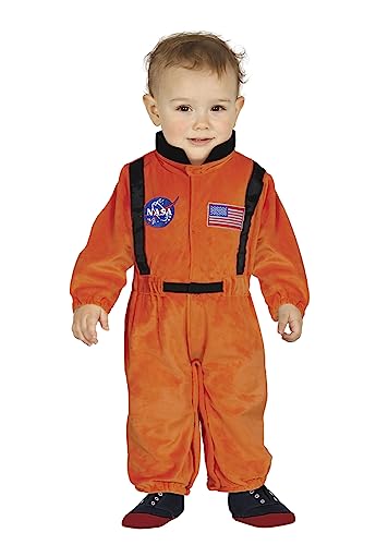 FIESTAS GUIRCA Offizieller NASA Astronaut Baby Kostüm Karneval Fasching – Oranger Astronautenanzug Astronaut Kostüm Baby – Raumfahrer Karneval Kostüm Baby Junge 12-18 Monate von FIESTAS GUIRCA