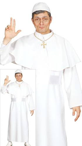 FIESTAS GUIRCA Papst-Kostüm für Erwachsene (48 – 50/M) – Umhang, Gürtel, solide und Soutana, religiöse Kostüme für Herren, ideal für Partys, Veranstaltungen und Themenveranstaltungen, Weiß von FIESTAS GUIRCA