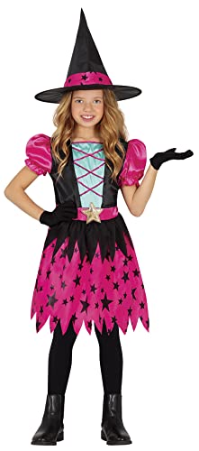 FIESTAS GUIRCA Pinke Sternchen Hexe Kostüm – Hexenkostüm mit Hexenhut – Halloween Kinder Kostüm für Mädchen von 7-9 Jahren von FIESTAS GUIRCA