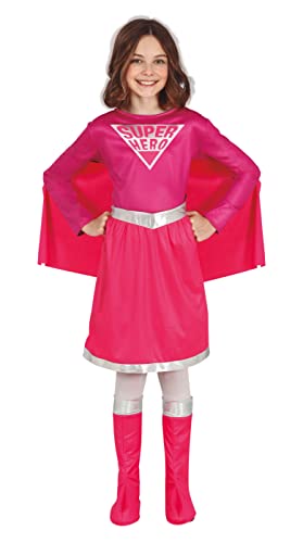 FIESTAS GUIRCA Pinkes Super Mädchen Kostüm – Superheldin Kleid, Umhang und Stiefelüberzieher für Mädchen von 5-6 Jahren von FIESTAS GUIRCA