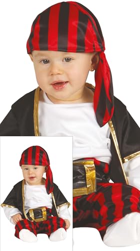 FIESTAS GUIRCA | Baby Pirat Kostüm für Mädchen (12-18 Monate) - Shirt, Gürtel, Hose und Tuch - Piraten Kostüme für Halloween, Karneval und Kostümpartys - Ideal für kleine Babys - Schwarz und Rot von FIESTAS GUIRCA