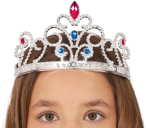 FIESTAS GUIRCA | Prinzessinnen Diadem mit Silbersteinen (Einheitsgröße) - Kinder Zubehör für Prinzessinnen Kostüm - Ideal für Mädchenpartys und Feiern - Silber von FIESTAS GUIRCA