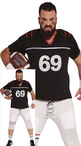 FIESTAS GUIRCA | Quarterback Kostüm für Erwachsene (56-58/XXL) - Shirt und Hose für Sportpartys und Feiern - Ideal für Halloween, Karneval und Kostümpartys - Schwarz und Weiß von FIESTAS GUIRCA